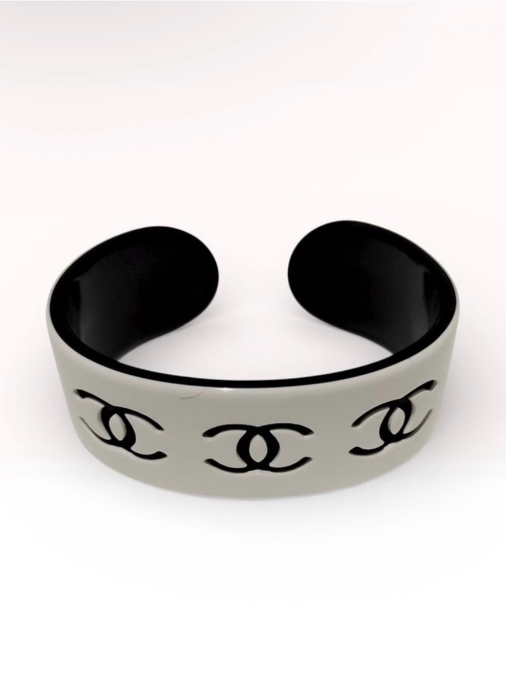 Chanel 02P CC Logo Resin Cuff Bracelet